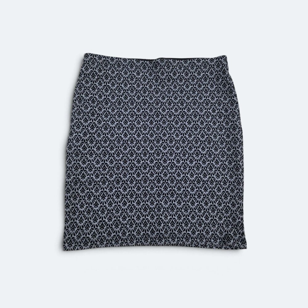 LOFT Women's Black Gray Geometric Pencil Skirt Knee Length Regular Size XS